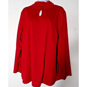 Susan Graver Red Keyhole Blouse